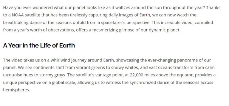 Our Planet in Motion - A Year's Worth of Earth's Seasons from Space