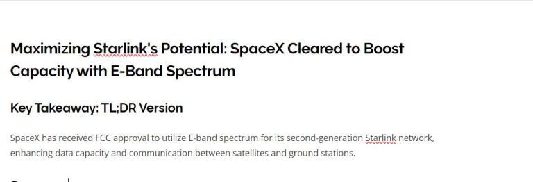 SpaceX Cleared to Boost Capacity with E-Band Spectrum