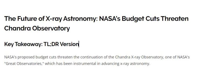 The Future of X-ray Astronomy-NASA's Budget Cuts Threaten Chandra Observatory