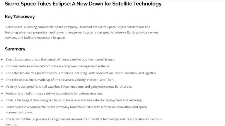 Sierra Space Takes Eclipse - A New Dawn for Satellite Technology