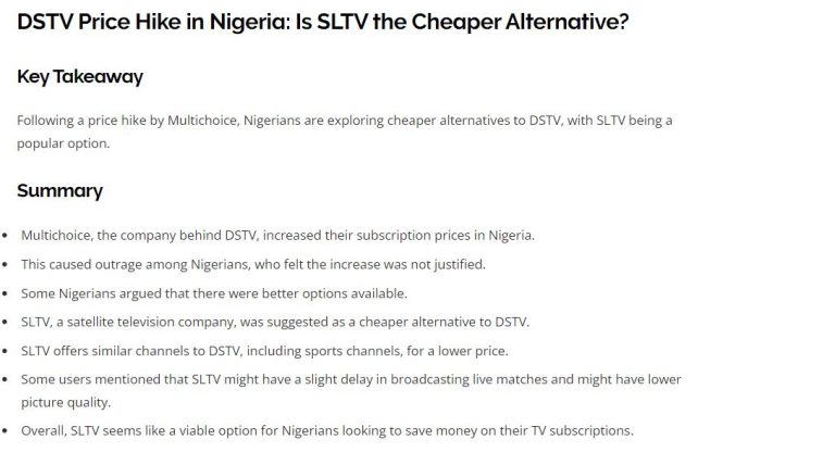 DSTV Price Hike in Nigeria - Is SLTV the Cheaper Alternative.