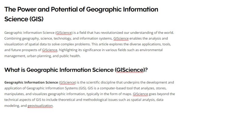 The Power and Potential of Geographic Information Science (GIS)