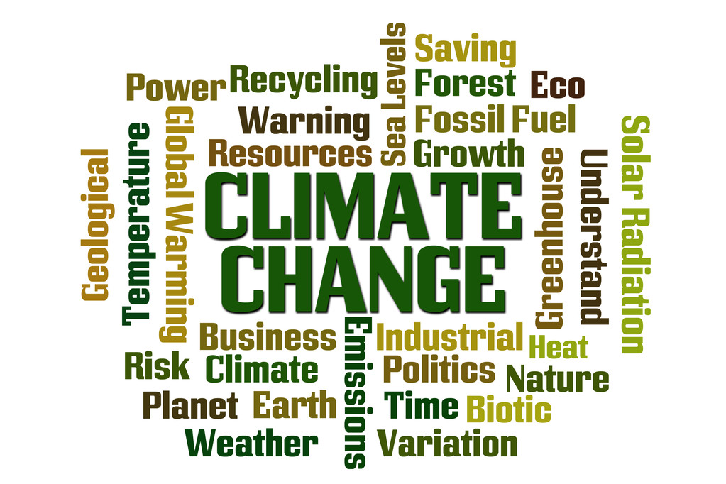 Climate Change word cloud on white background