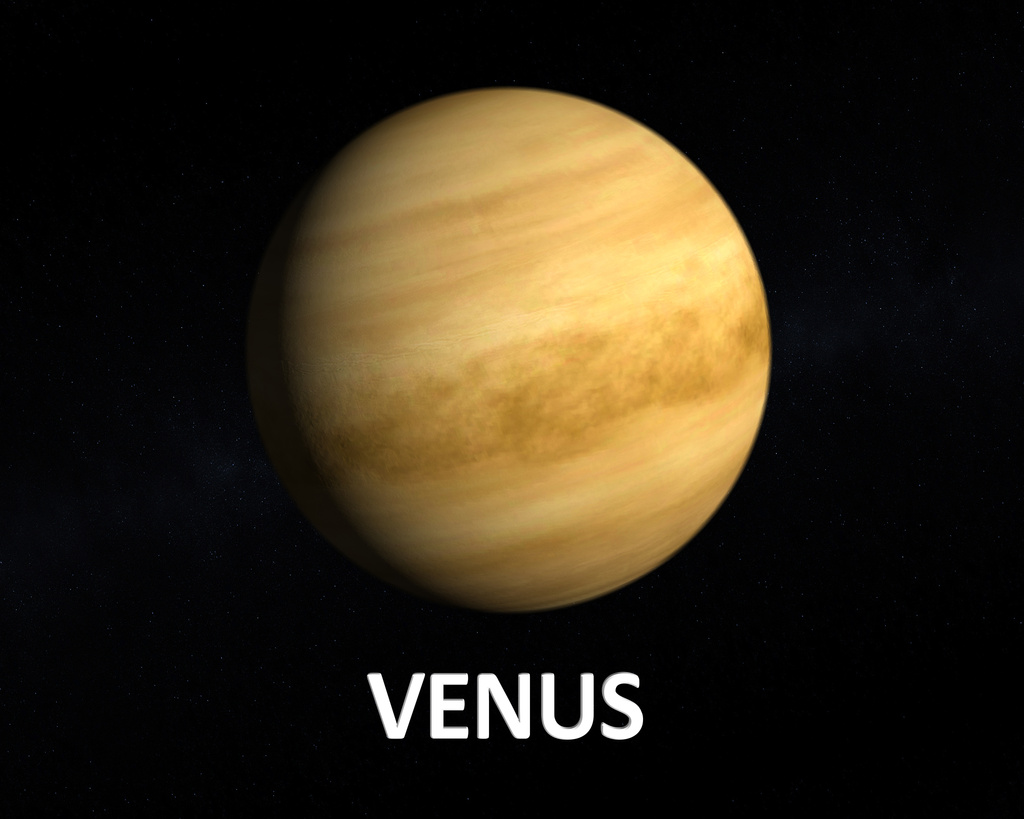 A rendering of the Planet Venus on a starry background