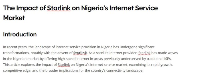 starlink satellite in nigeria