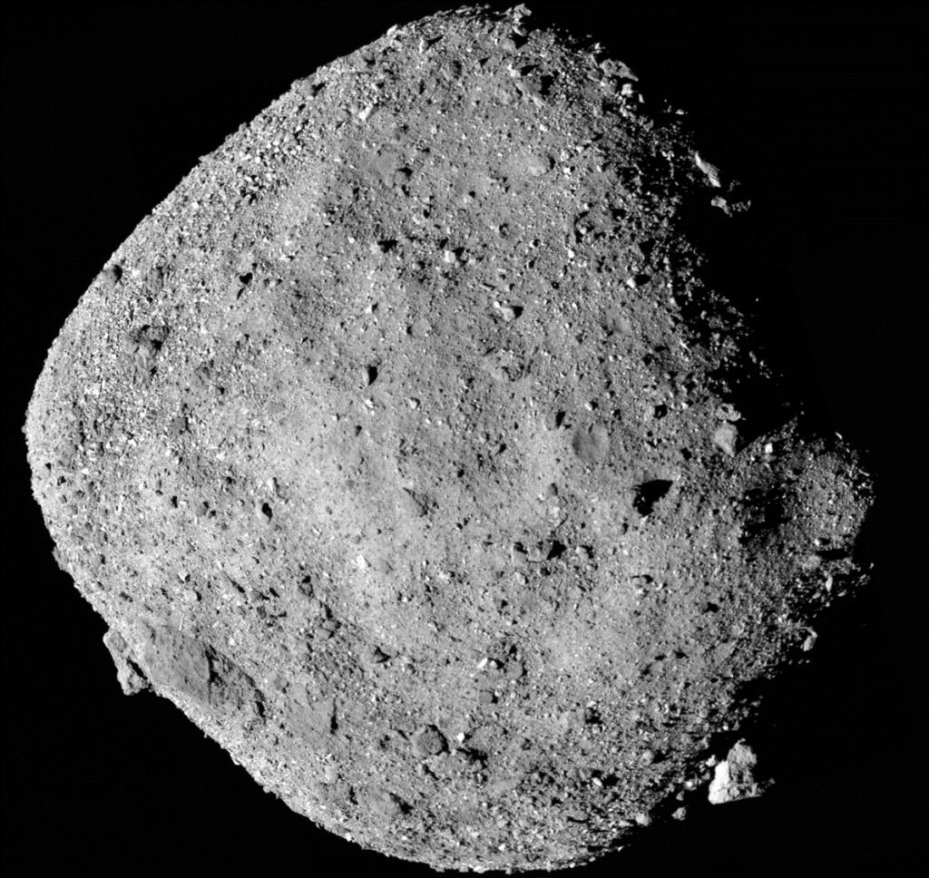 A mosaic image of asteroid Bennu, composed of 12 PolyCam images collected by the OSIRIS-REx spacecraft from a range of 24 kilometers. Credit: NASA/Goddard/University of Arizona